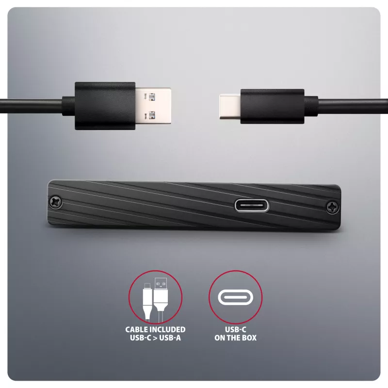 Axagon EE25-XA6C Kompaktowa aluminiowa obudowa zewnętrzna USB-C 5 Gb/s – SATA 6G na dyski 2,5 inch SSD/HDD