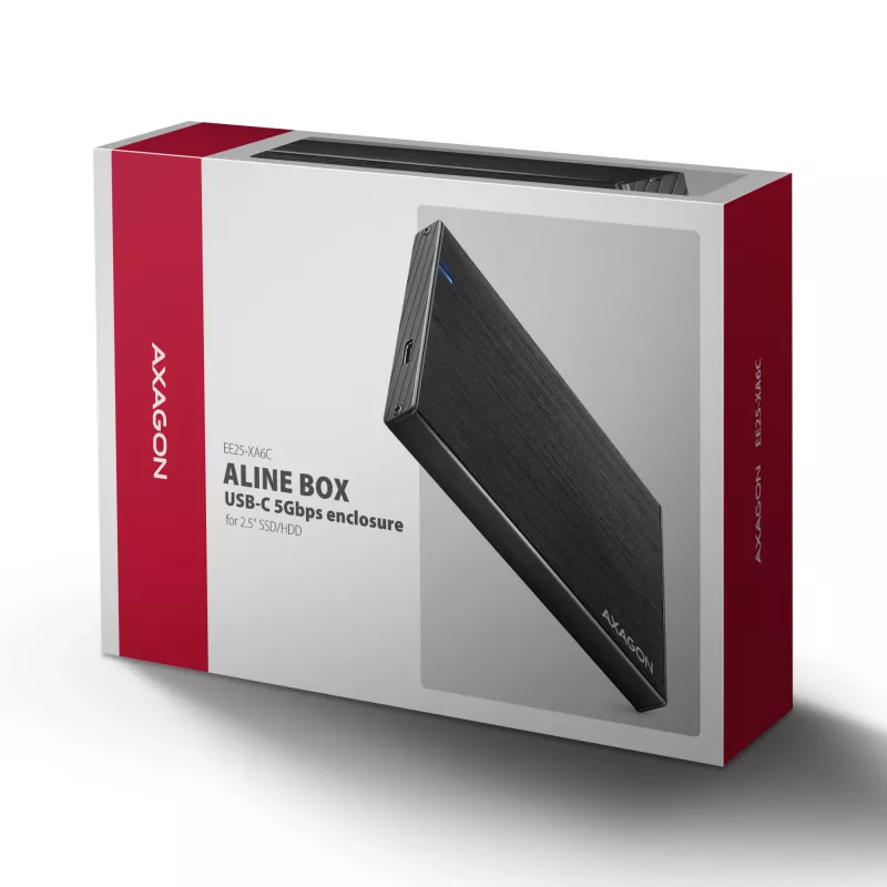 Axagon EE25-XA6C Kompaktowa aluminiowa obudowa zewnętrzna USB-C 5 Gb/s – SATA 6G na dyski 2,5 inch SSD/HDD