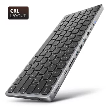 Axagon HMC-KB-CRL, hub USB 5 Gb/s z klawiaturą, HDMI 4K/60 Hz, 3x USB-A, SD/mSD, audio, PD100, układ cyrylica
