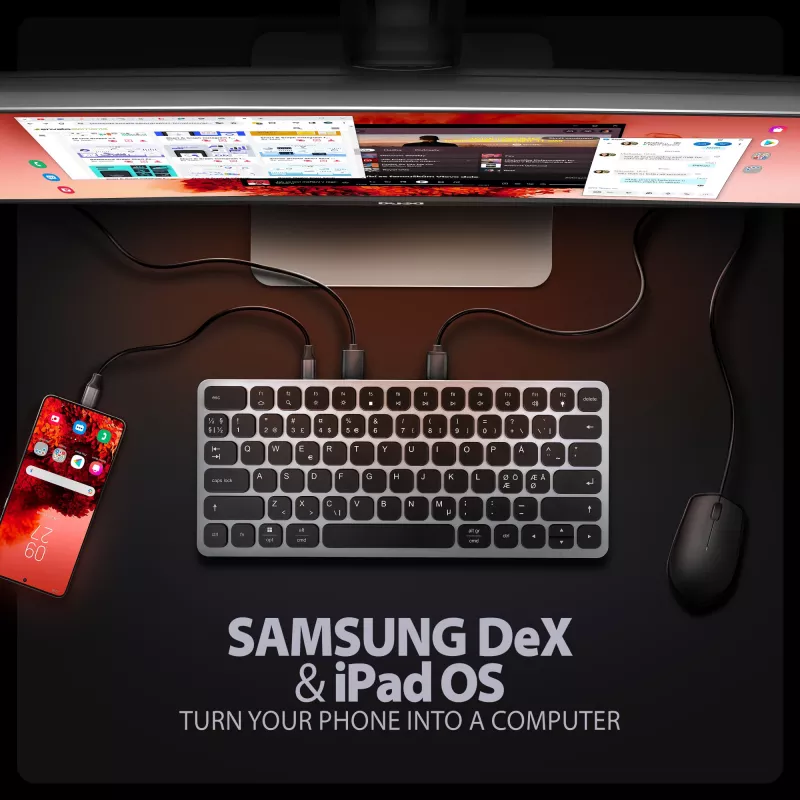 Axagon HMC-KB-NRD, Hub USB 5 Gb/s z klawiaturą, HDMI 4K/60Hz, 3x USB-A, SD/microSD, audio, PD100, układ nordycki