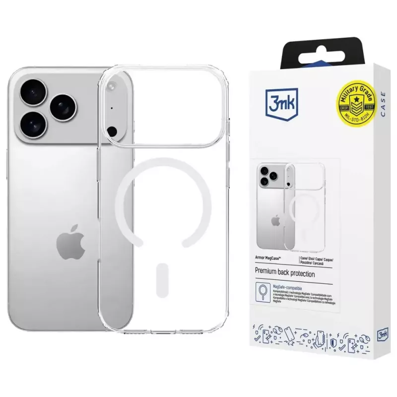 Etui ochronne 3MK Armor MagCase do Apple iPhone 17 Pro, mocowanie magnetyczne, wykończenie przezroczyste/dymne