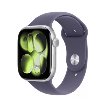 Apple Watch Series 11 GPS + Cellular 46mm Srebrna Aluminiowa Koperta z Fioletowo-Mglistym Paskiem Sportowym - M/L