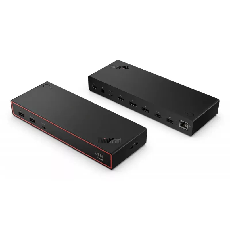 Stacja dokująca Lenovo ThinkPad USB4 Smart Dock 5500 — host USB4, 4x USB-A Gen2, HDMI, Gigabit Ethernet, zasilacz 135 W, Eclipse Czarny