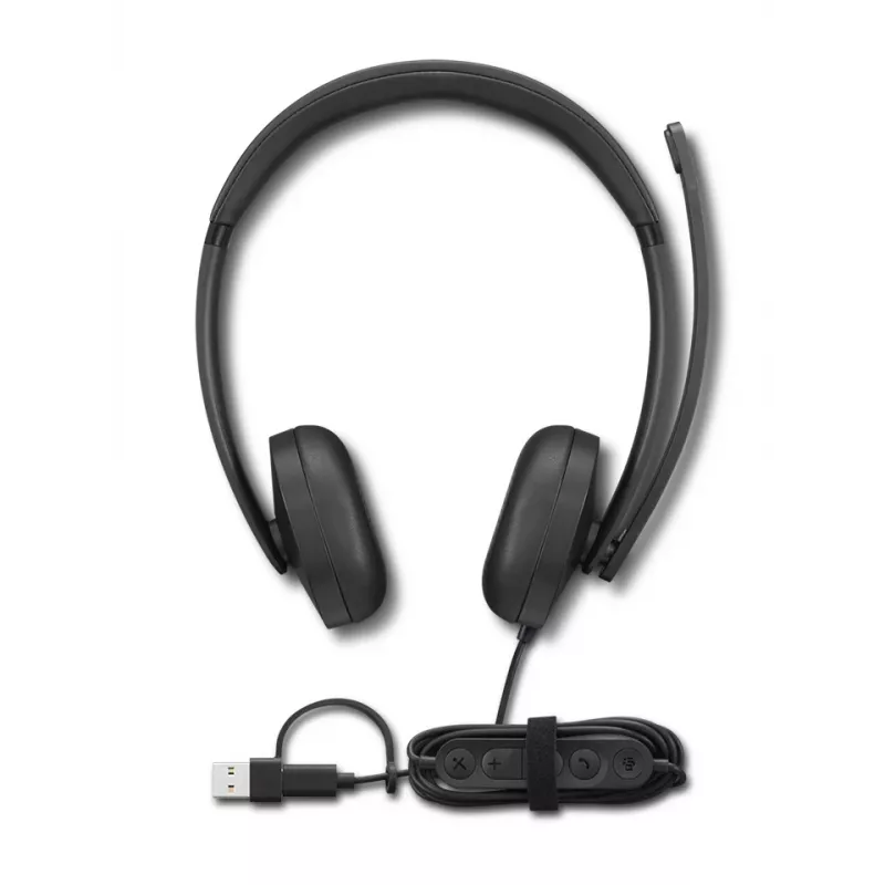 Lenovo VoIP Headset 5000 Przewodowy Head-band Do biura/Call center USB Type-C Czarny