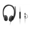 Lenovo VoIP Headset 5000 Przewodowy Head-band Do biura/Call center USB Type-C Czarny