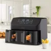 Maestro MR-758 frytkownica beztłuszczowa z dwoma koszami, 2 x 4,5 l (9 l), 2000 W, 80–200°C, 8 programów, czarna
