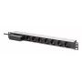 DIGITUS PDU - 1U aluminiowa listwa rack z 7 gniazdami bezpieczeństwa 16A 4000W 250VAC 50/60Hz 1x wyłącznik nadprądowy