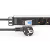 DIGITUS PDU - 1U aluminiowa listwa rack z 7 gniazdami bezpieczeństwa 16A 4000W 250VAC 50/60Hz 1x wyłącznik nadprądowy