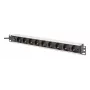 DIGITUS PDU - 1U aluminiowa listwa rackowa 8x gniazdo CEE 7/7 1x gniazdo wtyczka 10A 250VAC 50/60Hz wtyczka IEC C14 z bezpiecznikiem wstępnym