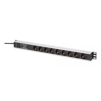 DIGITUS PDU - Aluminiowa listwa zasilająca montowalna w racku z filtrem częstotliwości 2m 16A 3600W 230VAC 50/60Hz 7x bezpiecznik 2x gniazdo