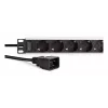 DIGITUS PDU - 1U aluminiowa listwa zasilająca do montażu w szafie rack 8x gniazdo bezpieczne 1x gniazdo 16A 230VAC 50/60Hz wtyk IEC C20