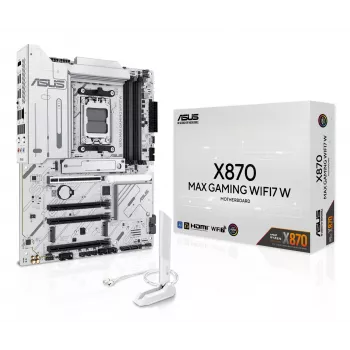 Płyta główna ASUS X870 MAX GAMING WIFI7 W ATX — AMD X870, Socket AM5, DDR5, 4 DIMM, Wi‑Fi 7, 2.5Gb LAN