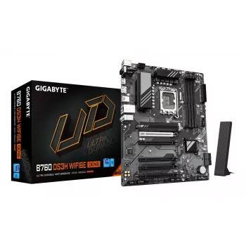 Płyta główna GIGABYTE B760 DS3H WIFI6E GEN5 - obsługuje procesory Intel Core 14. generacji, 8+2+1 faz cyfrowego VRM, do 5600 MHz DDR5, 2xPCIe 4.0 M.2, Wi-Fi 6E, 1GbE LAN, USB 3.2 Gen 2x2