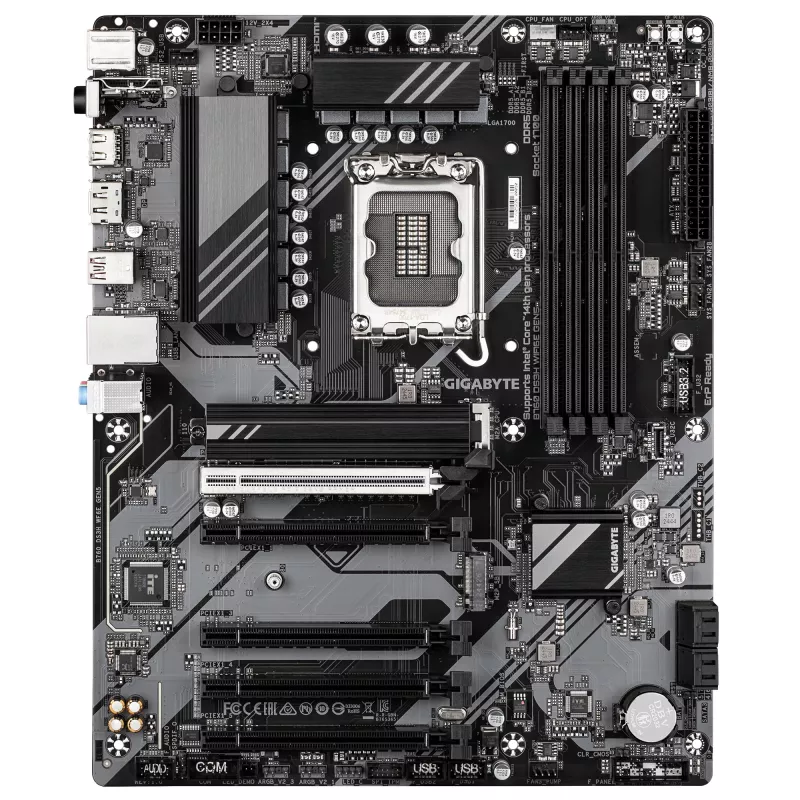 Płyta główna GIGABYTE B760 DS3H WIFI6E GEN5 - obsługuje procesory Intel Core 14. generacji, 8+2+1 faz cyfrowego VRM, do 5600 MHz DDR5, 2xPCIe 4.0 M.2, Wi-Fi 6E, 1GbE LAN, USB 3.2 Gen 2x2