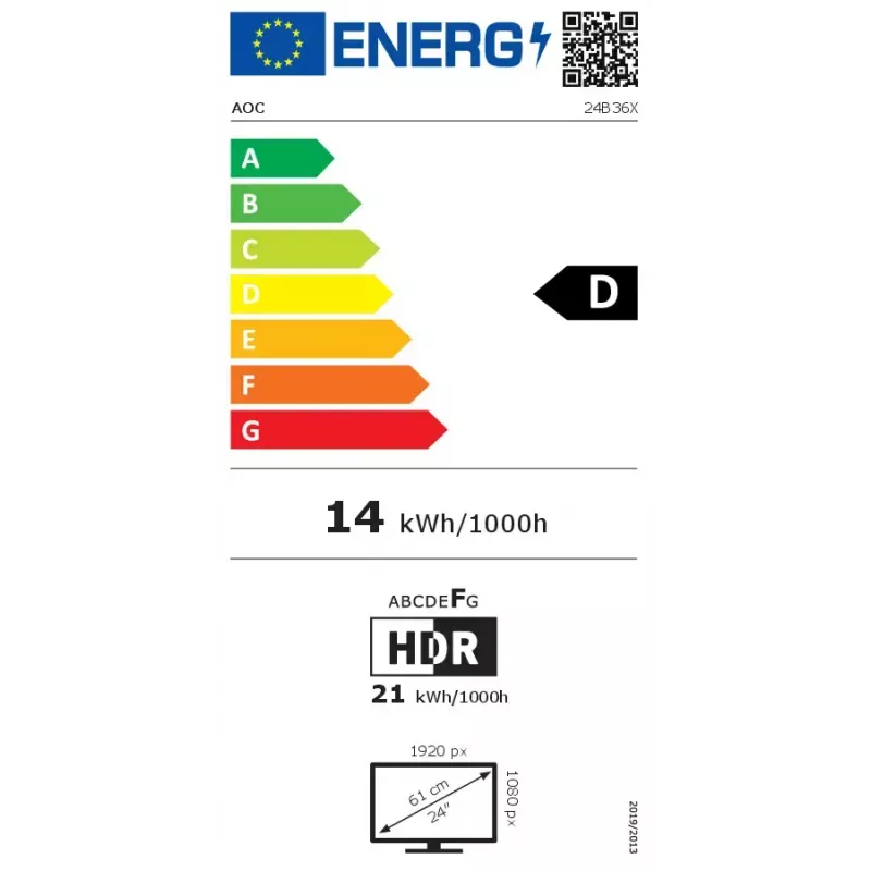Monitor komputerowy AOC B3 24B36X 60,5 cm (23,8 cala) 1920 x 1080 pikseli Full HD LED czarny