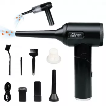 Mini dmuchawa MEDIA-TECH MT6538 2 W 1 Jet Air Duster — bezprzewodowy ręczny czyścik, 2000 mAh, 65 W, 2500 l/min, 7000 Pa