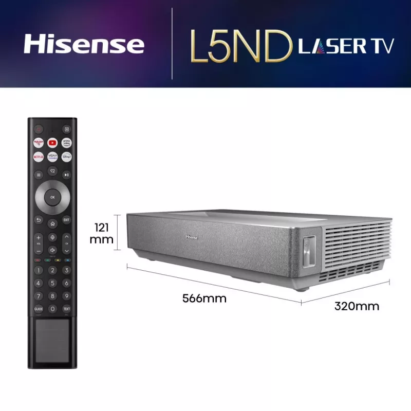 Projektor Hisense 120L5ND Ultra krótkiego rzutu 2700 ANSI lumenów DLP UHD 4K (3840x2160) Czarny, Srebrny 3D
