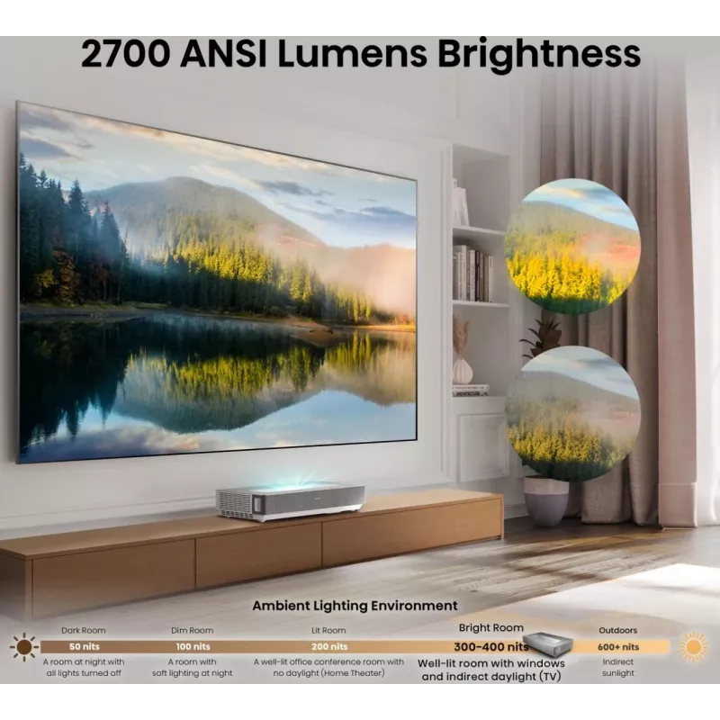 Projektor Hisense 120L5ND Ultra krótkiego rzutu 2700 ANSI lumenów DLP UHD 4K (3840x2160) Czarny, Srebrny 3D