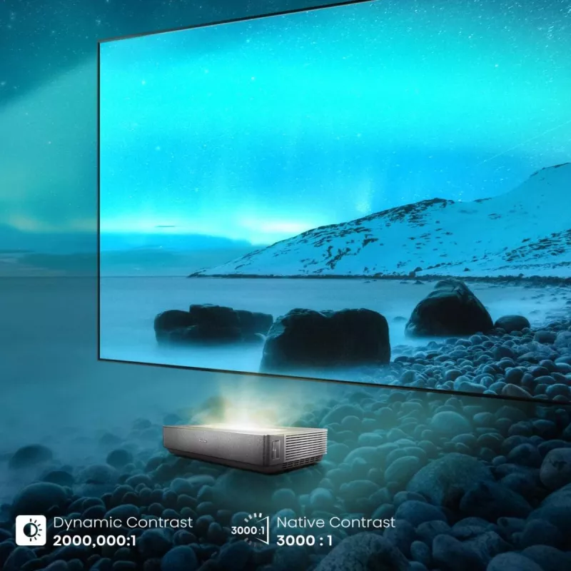 Projektor Hisense 120L5ND Ultra krótkiego rzutu 2700 ANSI lumenów DLP UHD 4K (3840x2160) Czarny, Srebrny 3D