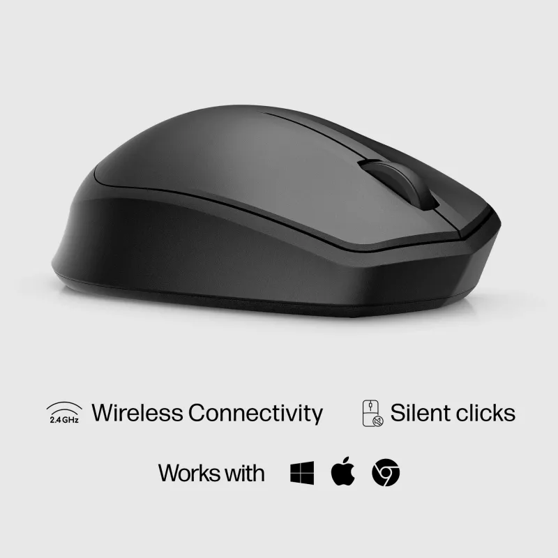 HP 280 Silent Wireless mysz, praworęczna, optyczna, RF bezprzewodowa, czarna