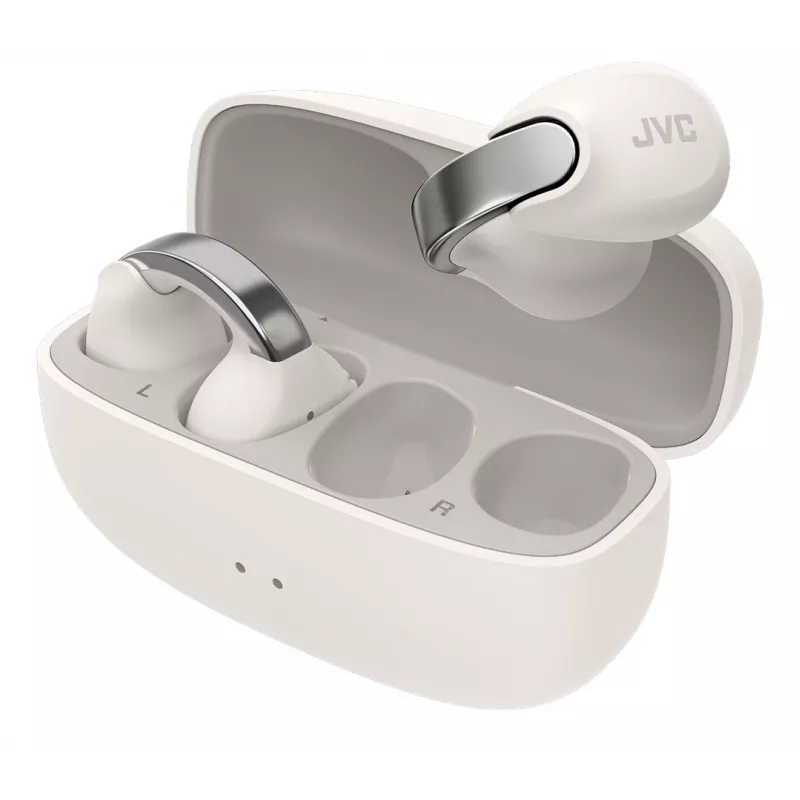 JVC HA-NP1T Zestaw słuchawkowy True Wireless Stereo (TWS) na klips do ucha Rozmowy/Muzyka USB Typu-C Bluetooth Srebrny, Biały