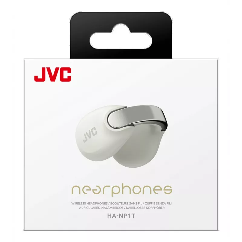JVC HA-NP1T Zestaw słuchawkowy True Wireless Stereo (TWS) na klips do ucha Rozmowy/Muzyka USB Typu-C Bluetooth Srebrny, Biały