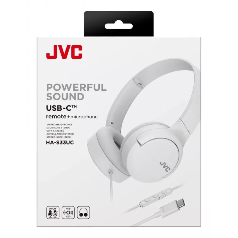 JVC HA-S33UC Headset Wired Head-band Calls/Music USB Type-C biały