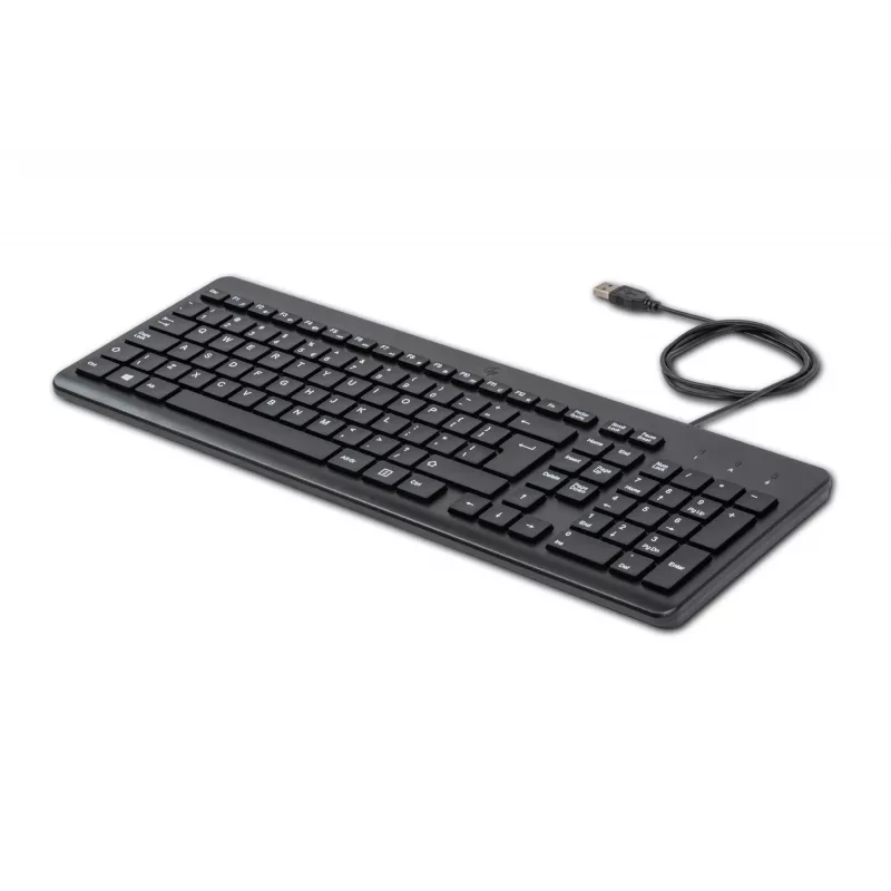 HP 150 Wired klawiatura, Pełnowymiarowa (100%), Przewodowa, USB, Mechaniczna, QWERTY, Czarna