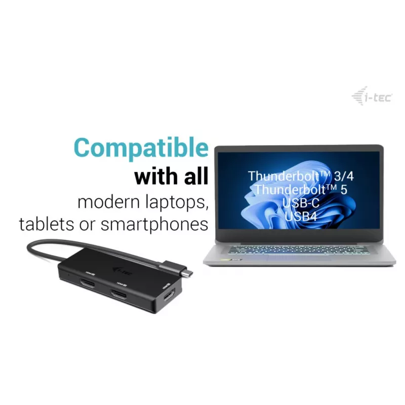 i-tec USB-C Triple 4K HDMI Video Adapter, Power Delivery 100W