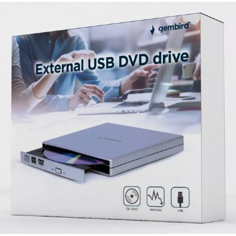GEMBIRD Zewnętrzny napęd USB DVD, Srebrny