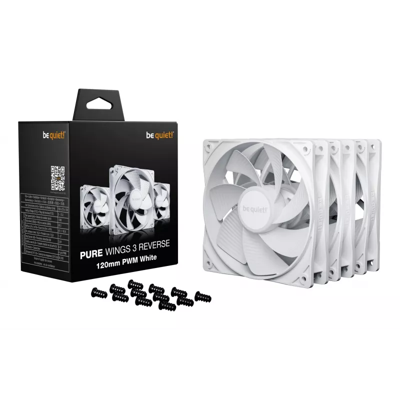 be quiet! Pure Wings 3 120mm | PWM Reverse biały Triple-Pack Wentylator do obudowy komputera 12 cm 3 szt.