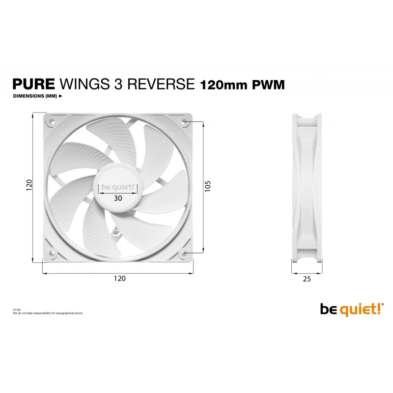 be quiet! Pure Wings 3 120mm | PWM Reverse biały Triple-Pack Wentylator do obudowy komputera 12 cm 3 szt.