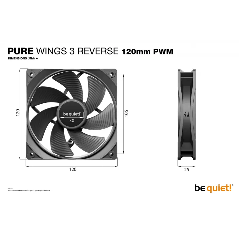 be quiet Pure Wings 3 120mm | PWM Reverse Triple-Pack Wentylator do obudowy komputera 12 cm Czarny 3 szt.