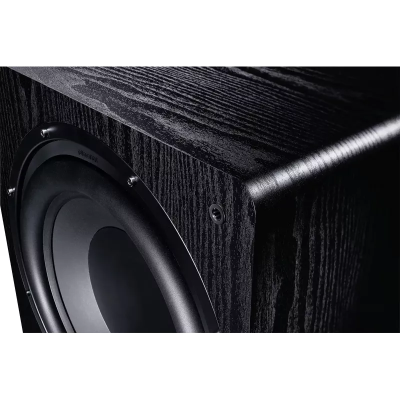 Aktywny subwoofer Magnat Alpha RS12 — przetwornik 12 cali, 120 W RMS, 20–200 Hz, klasa D, czarny