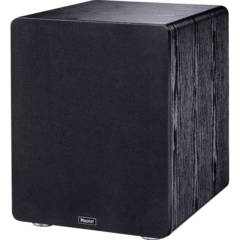 Aktywny subwoofer Magnat Alpha RS12 — przetwornik 12 cali, 120 W RMS, 20–200 Hz, klasa D, czarny