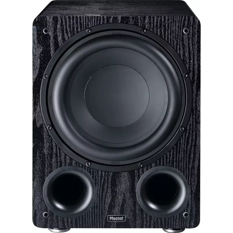 Aktywny subwoofer Magnat Alpha RS12 — przetwornik 12 cali, 120 W RMS, 20–200 Hz, klasa D, czarny