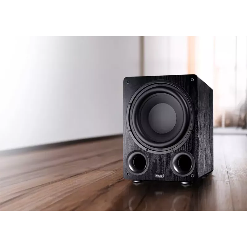 Aktywny subwoofer Magnat Alpha RS12 — przetwornik 12 cali, 120 W RMS, 20–200 Hz, klasa D, czarny