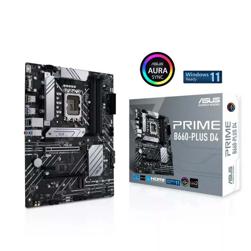 Płyta główna ASUS PRIME B660-PLUS D4 — Intel B660, LGA 1700, ATX, DDR4, 4× DIMM, 128 GB, 3× M.2, 2.5 Gb LAN