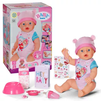 BABY born @ Emma 43cm, lalka bobas, Dziewczynka, 3 lat, Chłopiec/Dziewczynka, 430 mm, Wielokolorowy