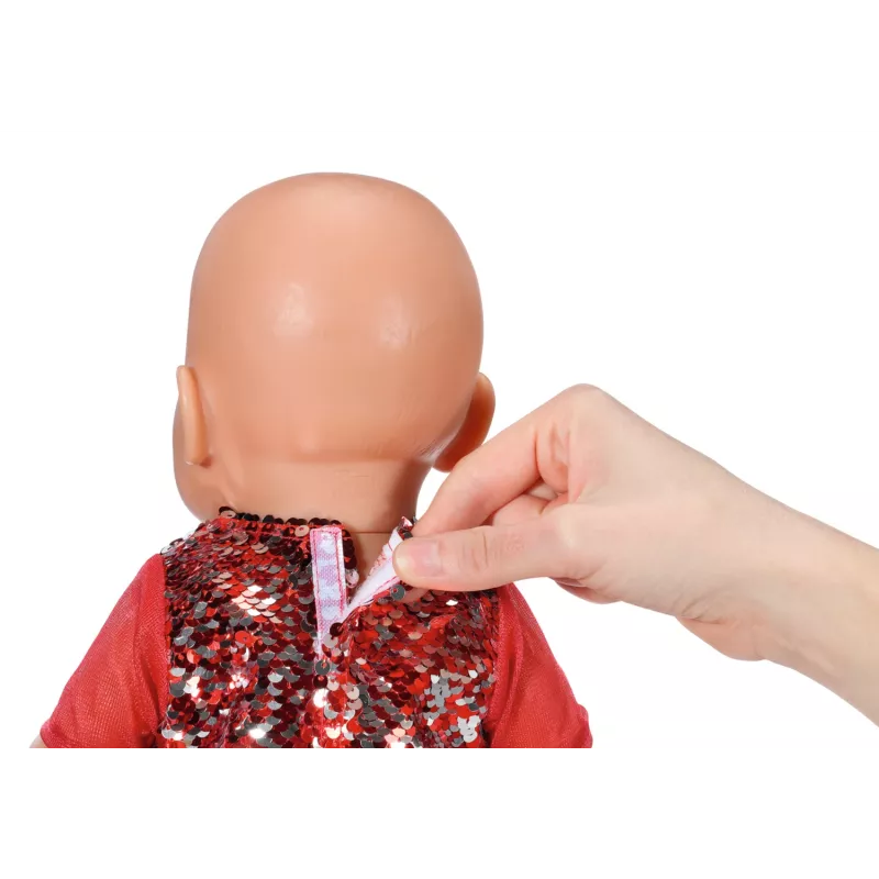 Sukienka dla lalki ZAPF BABY born Xmas Dress na lalki 43 cm, tekstylna, wielokolorowa, składana, wiek 3–12