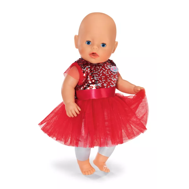 Sukienka dla lalki ZAPF BABY born Xmas Dress na lalki 43 cm, tekstylna, wielokolorowa, składana, wiek 3–12