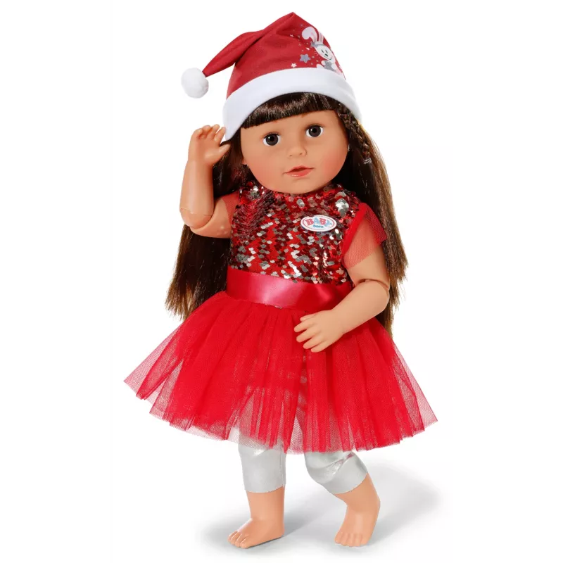 Sukienka dla lalki ZAPF BABY born Xmas Dress na lalki 43 cm, tekstylna, wielokolorowa, składana, wiek 3–12