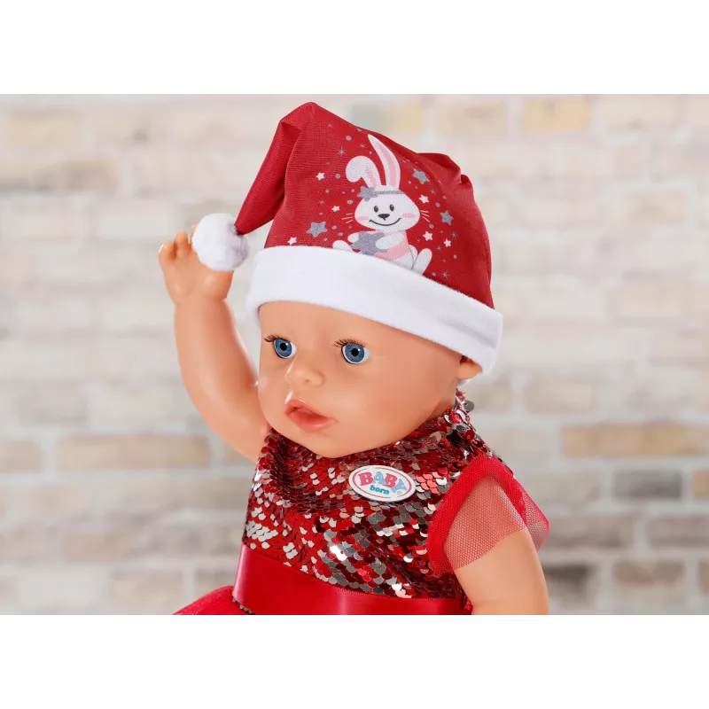 Sukienka dla lalki ZAPF BABY born Xmas Dress na lalki 43 cm, tekstylna, wielokolorowa, składana, wiek 3–12
