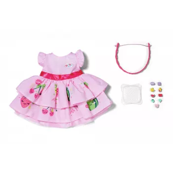 Sukienka dla lalki ZAPF BABY born Dress with Pinplay dla lalki 43 cm, wielokolorowa, składana, wiek 3+