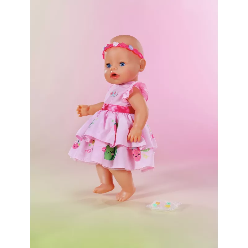 Sukienka dla lalki ZAPF BABY born Dress with Pinplay dla lalki 43 cm, wielokolorowa, składana, wiek 3+