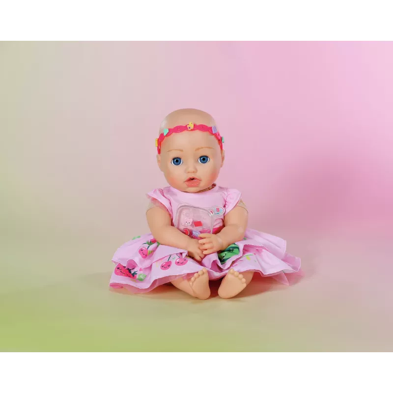 Sukienka dla lalki ZAPF BABY born Dress with Pinplay dla lalki 43 cm, wielokolorowa, składana, wiek 3+