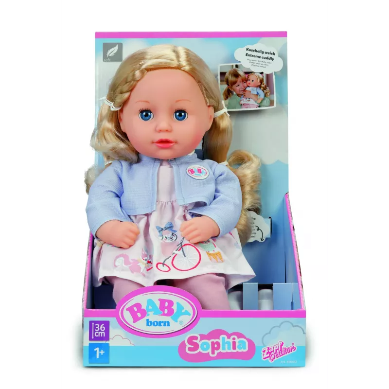 Lalka bobas ZAPF BABY born Sophia Rose 36 cm — tkanina i plastik, wielokolorowa, dla dzieci od 3 lat