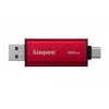 Zewnętrzny dysk SSD Kingston 512 GB Dual USB-A/USB-C przenośny, USB 3.2 Gen 2, odczyt 1050 MB/s, zapis 950 MB/s, czarny/czerwony