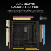 Obudowa PC Midi Tower CORSAIR FRAME 5000D RS — Czarna, obsługa ATX/EATX, 3 wentylatory 140 mm z przodu, szkło hartowane, 250×556×542 mm