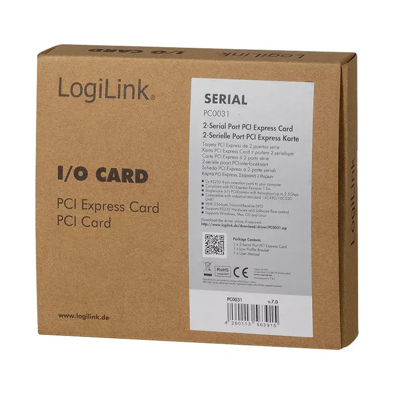 Karta interfejsu LOGILINK PC0031 — host PCIe, łączność przewodowa, 1 Mbit/s